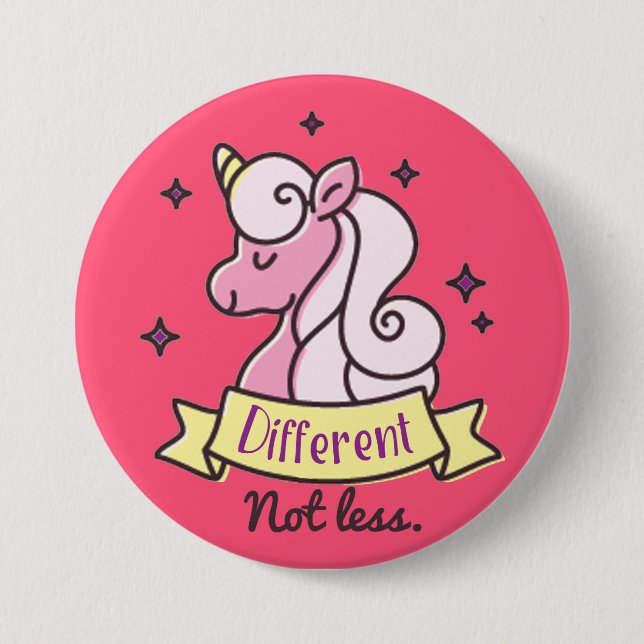 Girls Autism Awareness, Different Not Less 3 Inch Round Button (Front)