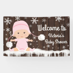 Girls Baby Its Cold Outside Baby Shower Banner