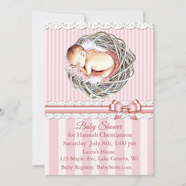 Girl's Baby Shower Invitatoins Invitation (Front)