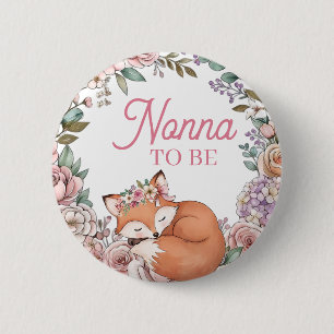 Girl's Baby Shower Nonna to Be Woodland Fox 2 Inch Round Button