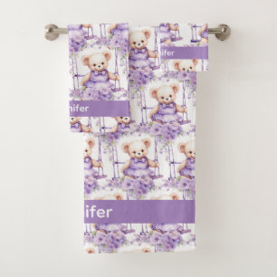 Girl's Baby & Toddler Bath Towel Set Custom Name