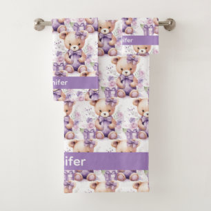 Girl's Baby & Toddler Bath Towel Set   Custom Name