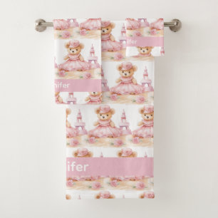 Girl's Baby & Toddler Bath Towel Set Custom Name