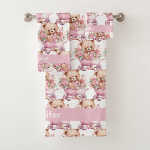 Girl's Baby & Toddler Bath Towel Set   Custom Name