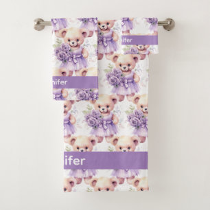 Girl's Baby & Toddler Bath Towel Set Custom Name