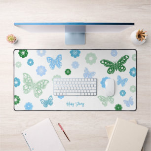 Girls Back to School Butterflies and Flowers Desk Mat