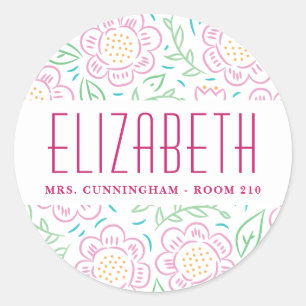 Girls Back to School Floral Label