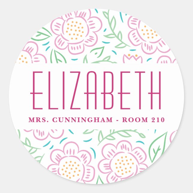 Girls Back to School Floral Label (Front)