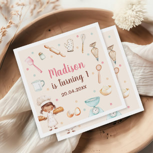Girls Baking First Birthday Party Napkin