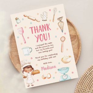 Girls Baking First Birthday Party Thank You Card