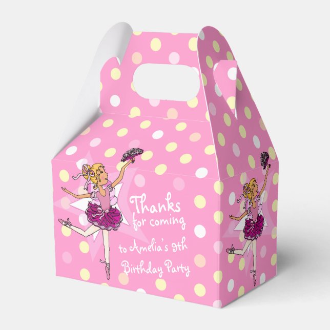 Girls Ballerina 9th birthday party thanks gift box (Front Side)