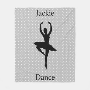 Girls Ballerina Dancer Polka Dot Fleece Blanket
