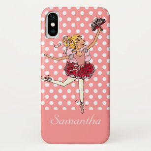 Girls ballerina pink blonde hair custom name case