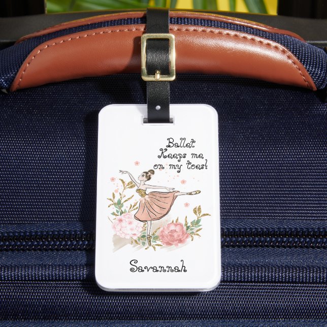 Girls Ballet luggage tag, Ballerina  Luggage Tag (Front Insitu 2)