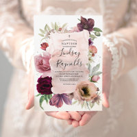 Girls Baptism | Dusty Pink and Burgundy Red Floral