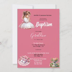 Girl's Baptism Pink Personalized Invitation