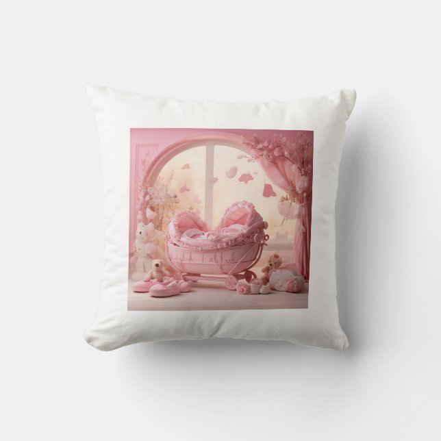 Girls' baptism throw pillow (Front)