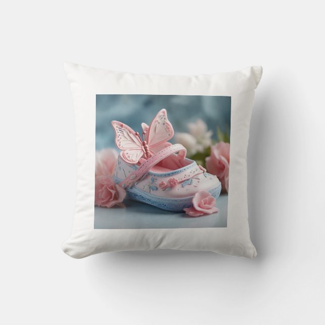 Girls' baptism throw pillow (Front)