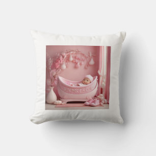 Girls' baptism throw pillow