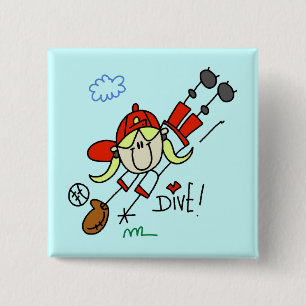 Girls Baseball Dive Tshirts and Gifts 2 Inch Square Button