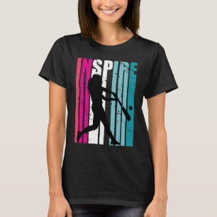 Girls Baseball Inspire Coach Softball Retro blue P T-Shirt