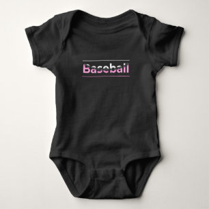 Girls Baseball - Pink Geometric Typography Baby Bodysuit
