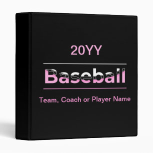 Girls Baseball - Pink Geometric Typography Binder
