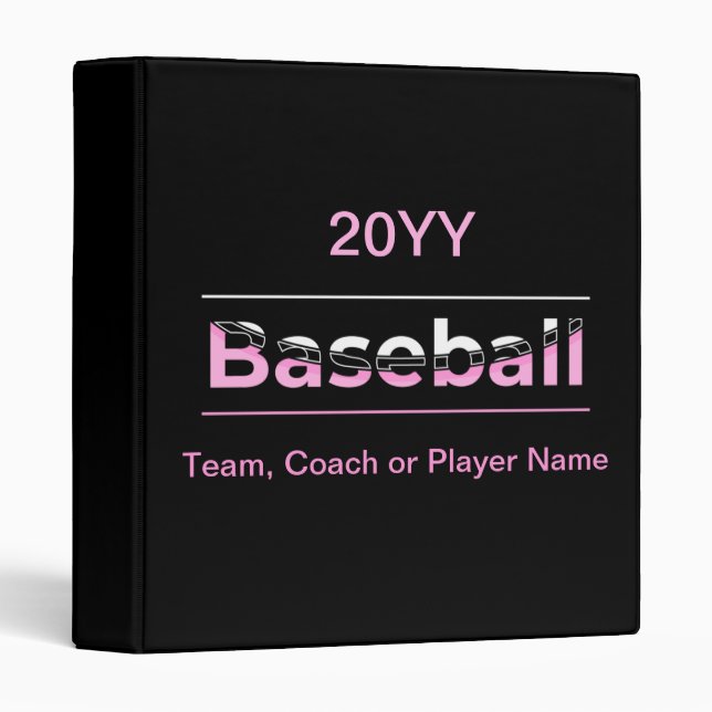 Girls Baseball - Pink Geometric Typography Binder (Front/Spine)