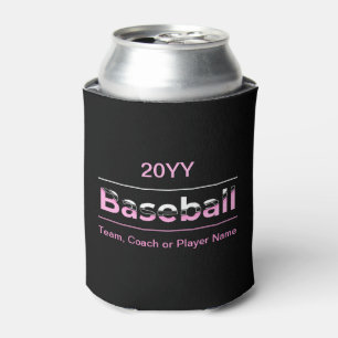 Girls Baseball - Pink Geometric Typography Can Cooler