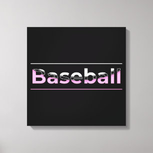 Girls Baseball - Pink Geometric Typography Canvas Print