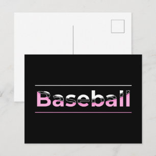 Girls Baseball - Pink Geometric Typography Postcard