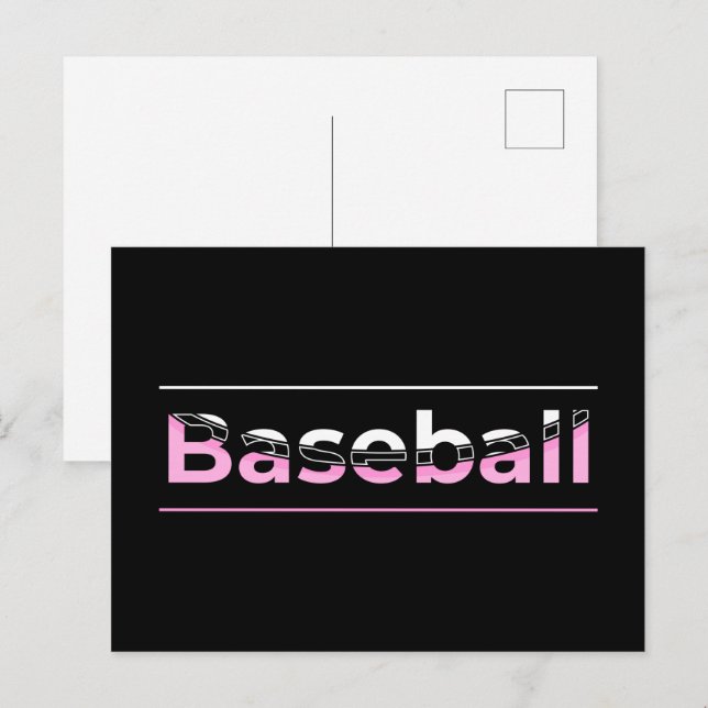Girls Baseball - Pink Geometric Typography Postcard (Front/Back)