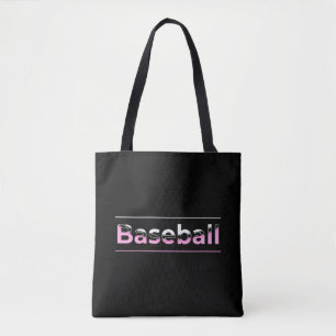 Girls Baseball - Pink Geometric Typography Tote Bag
