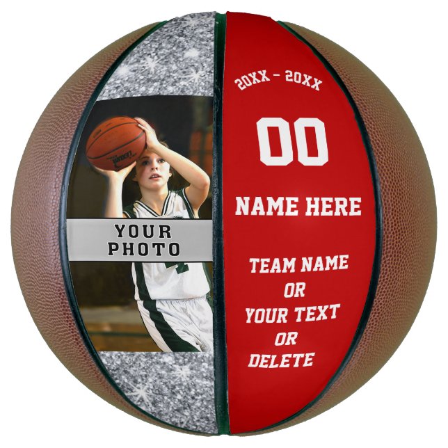 Girls Basketball Ball with Your PHOTO, Text, Colou (Vertical)
