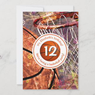 Girls basketball party invitation