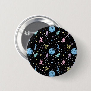 Girls Basketball Players - Stars Pattern 2 Inch Round Button