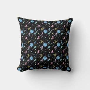 Girls Basketball Players - Stars Pattern Throw Pillow