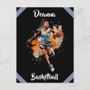 Girls Basketball Watercolor Personalized Postcard