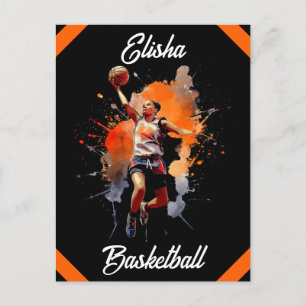 Girls Basketball Watercolor Personalized Postcard