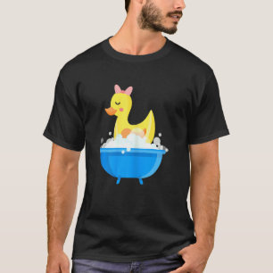 Girls Bathed Yellow Duck Rubbered Soap Bubbles T-Shirt
