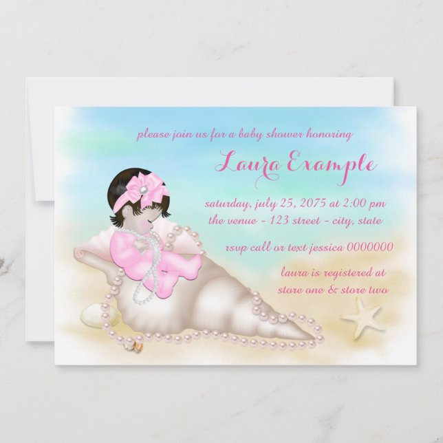 Girls Beach Baby Shower Invitation (Front)