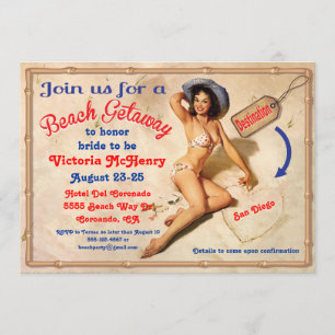 Girls Beach Getaway Weekend Party Invitations