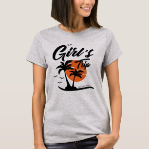 Girls Beach Trip Palm Tree Sun T-Shirt