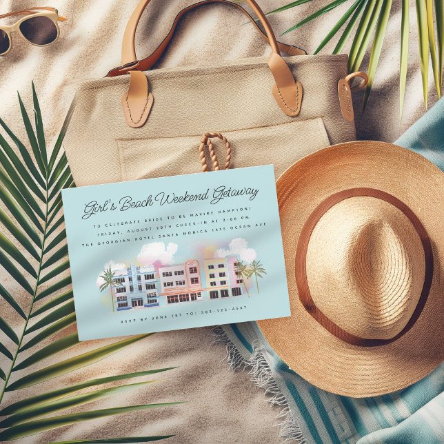 Girl's Beach Weekend Getaway Birthday Bachelorette Invitation (Creator Uploaded)
