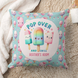 Girl's Bedroom Decor POP on Over and Chill Ice Pop Throw Pillow
