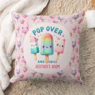 Girl's Bedroom Decor POP on Over and Chill Ice Pop Throw Pillow