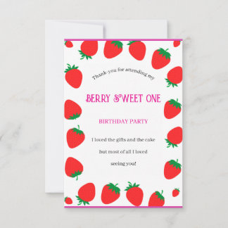 Girl's Berry Sweet One Flat Thank-you Card