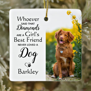  Girl's Best Friend Dog Lover Custom 2 Pet Photo Ceramic Ornament