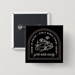 Girls bible study christian group 2 inch square button