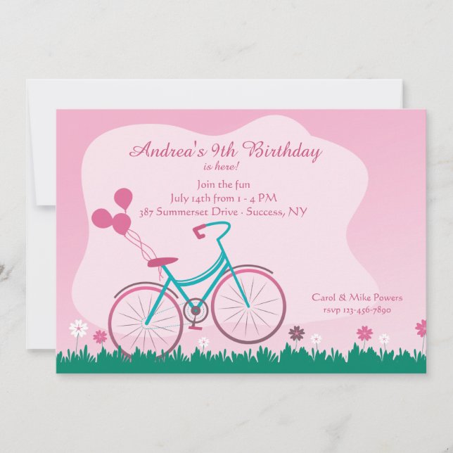 Girl's Bicycle Invitation (Front)